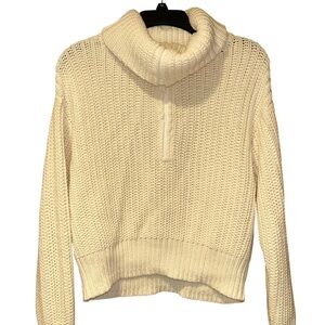 American Eagle Women’s Cream Chunky Knit Half Zip Turtleneck Sweater‎ Medium